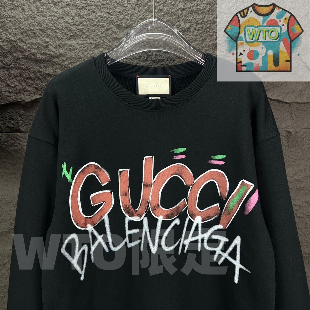 GUCCI ブラック レオパードスウェット 本日限定特価】Gucci × Paris コラボ メンズ＆レディース