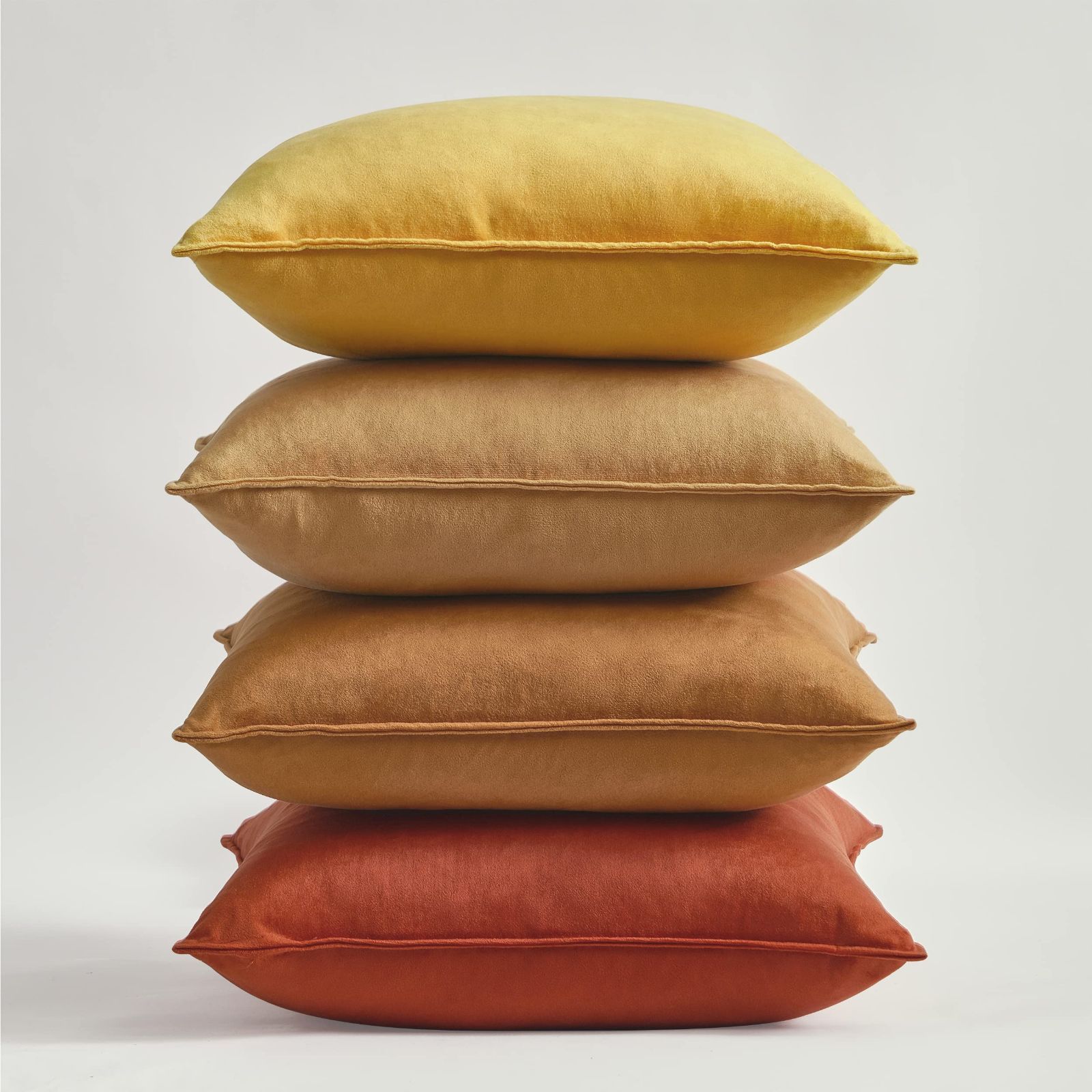 【人気商品】北欧 ベルベット おしゃれ 洗える グラデーション 4枚セット 無地 45×45cm クッションカバー イエロー Topfinel
