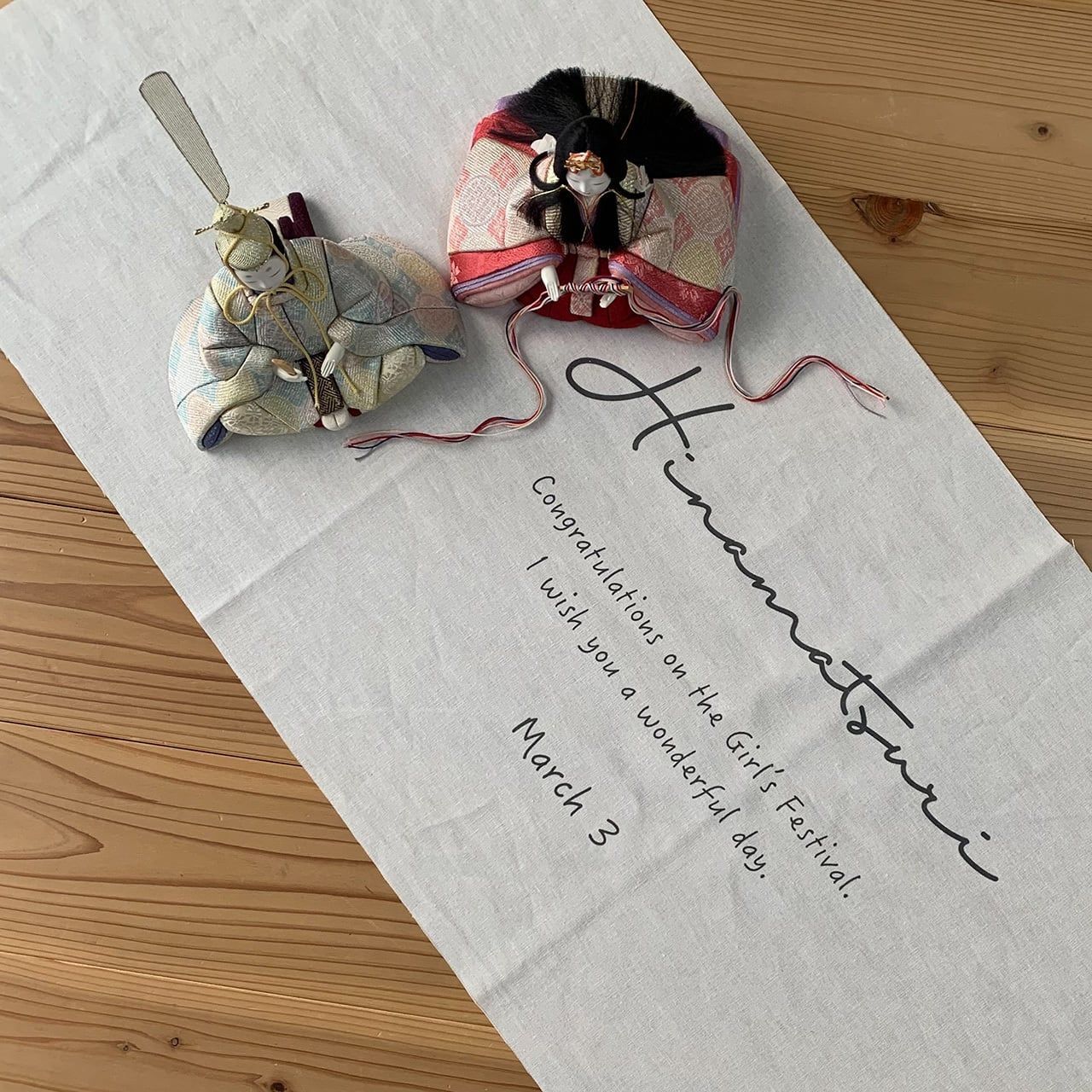 ひなまつりタペストリー 横 コットンリネン ひな祭り 雛祭り