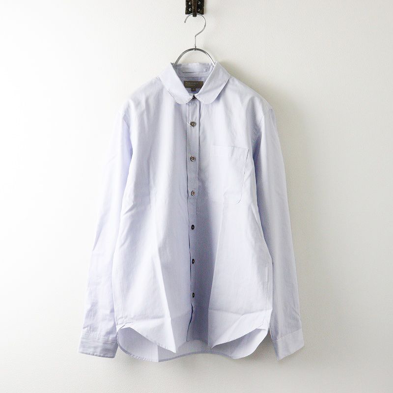 美品 タグ付き メンズ マーガレットハウエル MARGARET HOWELL コットン 細ストライプ 長袖シャツ S/ブルー系【2400014052046】