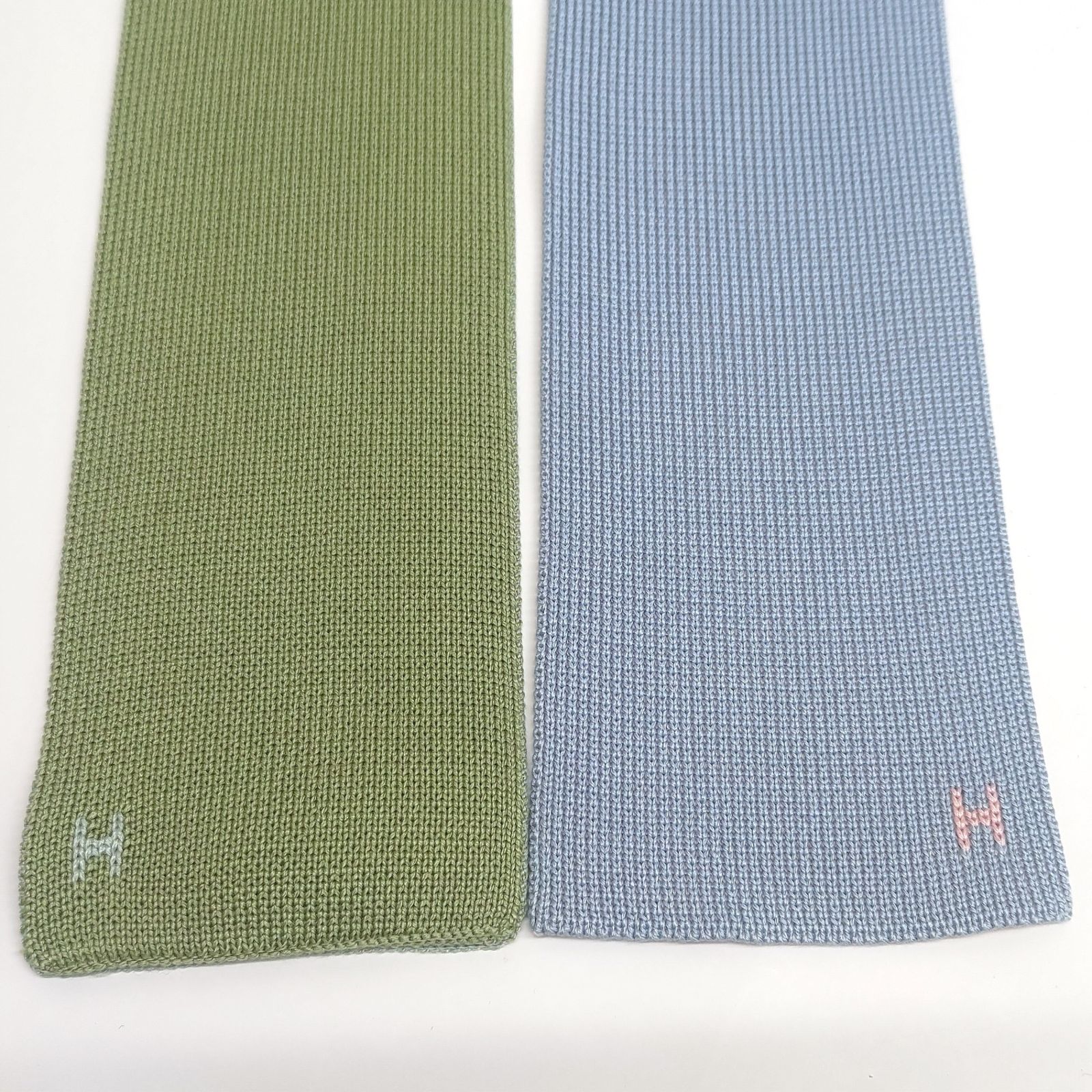 HERMES エルメス 4Way キャトルタン ニット タイ ブルー グリーン  