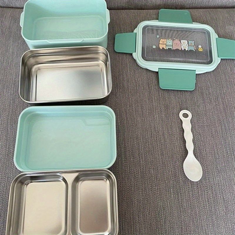 弁当箱漫画弁当箱ステンレススチール二重層食品容器ポータブルピクニック学校弁当箱Ppp
