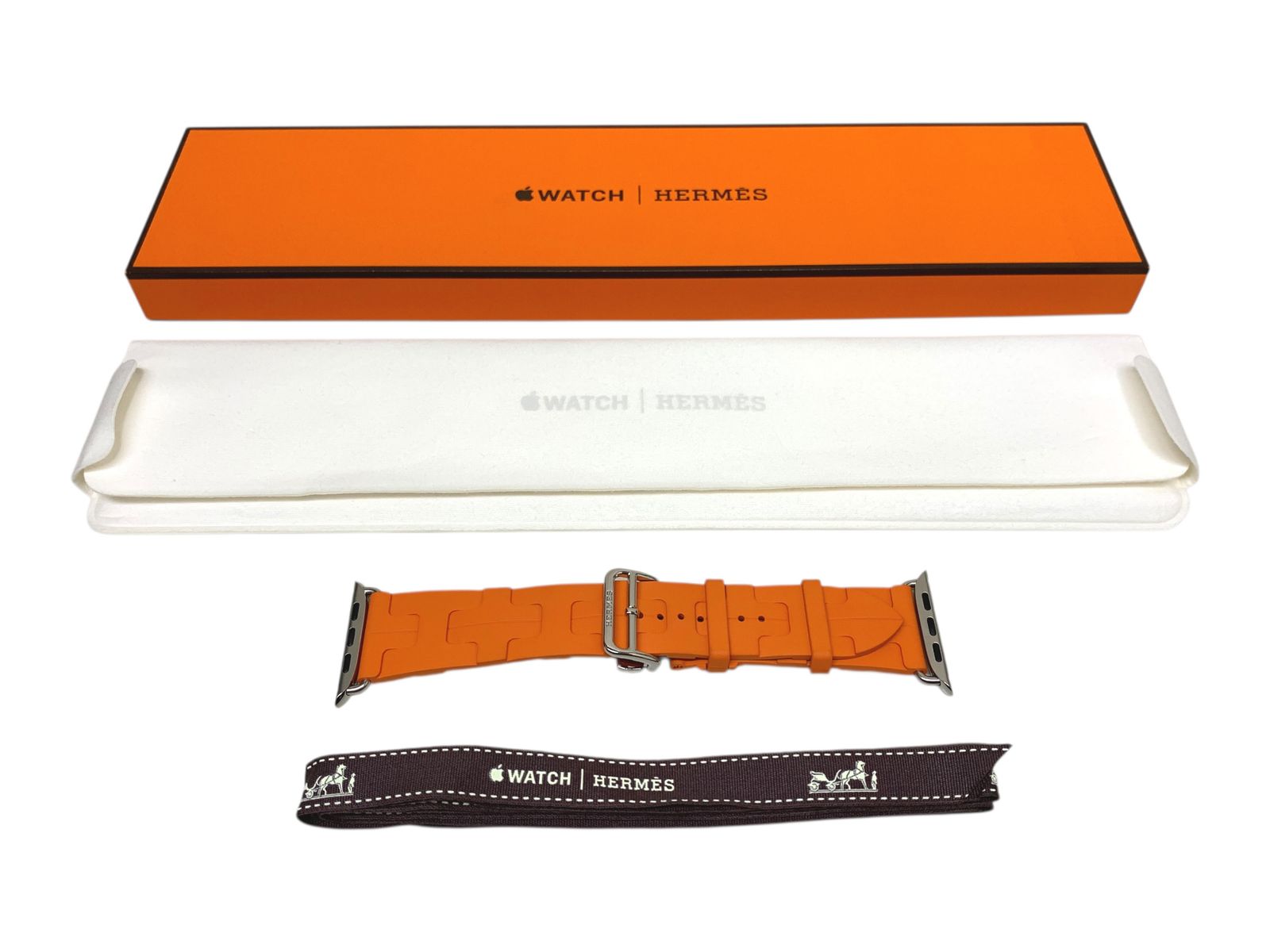 HERMES エルメス アップルウォッチ シンプルトゥーム キリム ラバーバンド バンドのみ オレンジ 家電|091