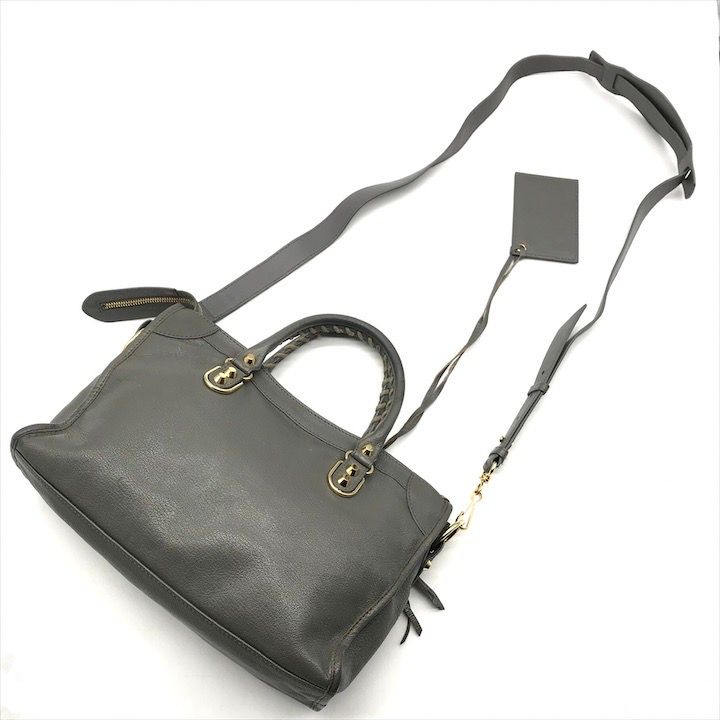 良品 Balenciaga バレンシアガ メタリック エッジシティ グレー 2WAY 