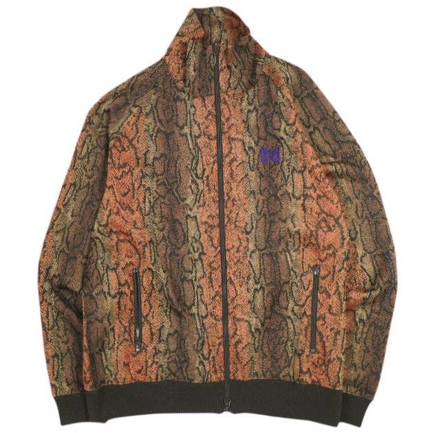 Needles ニードルス 23AW 日本製 TRACK JACKET - POLY JQ. PYTHON パイソン柄 トラックジャケット ポリジャガード NS242 M Brown/Orange ジャージ アウター g23947