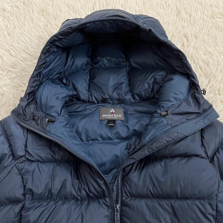 Aライン】モンベル ネージュダウンコート L ネイビー 800FP ロング丈