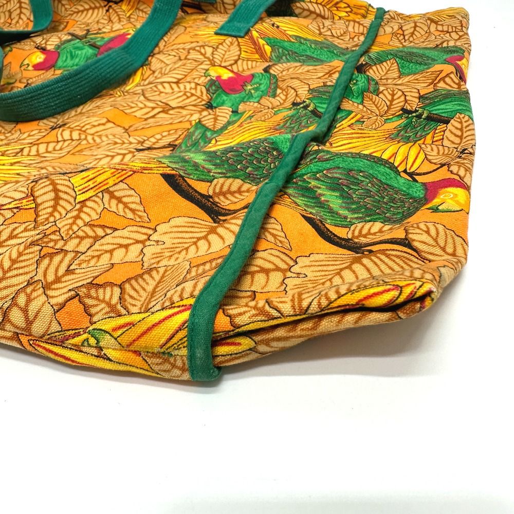 エルメス インコ 鳥柄 カバン トートバッグ キャンバス オレンジ  