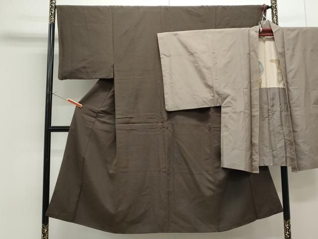 平和屋着物●男性 紬 羽織セット 色無地 紅消鼠色 茶鼠色 正絹 CAAS0399th