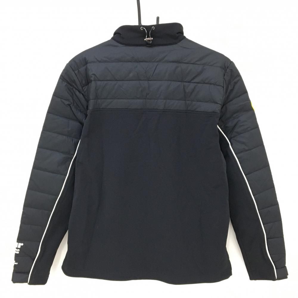 マークアンドロナ 中綿ブルゾン 黒×白 一部中綿 ハーフジップ 裾ドローコード メンズ 48 L ゴルフウェア MARK＆LONA