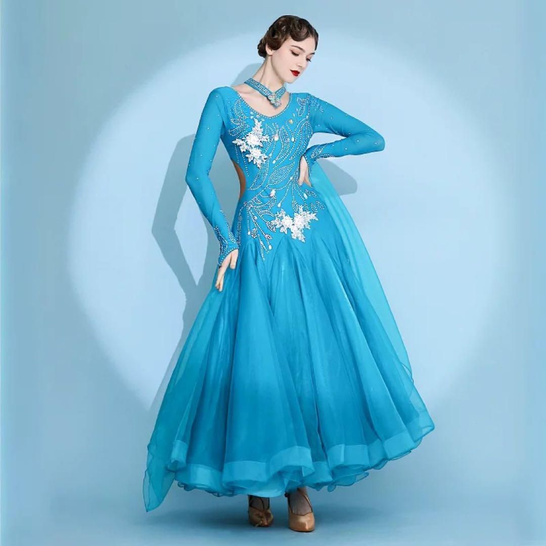 スタンダードダンスドレス?発表会に最適！チョーカー＆フロート付き