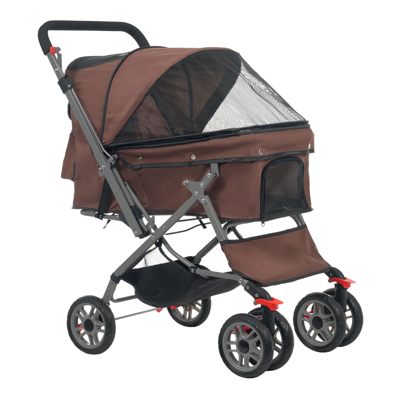 15%割 ペットカート 対面式 折りたたみ 多頭 中型犬 小型犬 猫 2way 軽量 組立簡単 工具不要 介護用 ドッグカート ペットバギー 犬 猫 動物 ペット用品 ブラウン