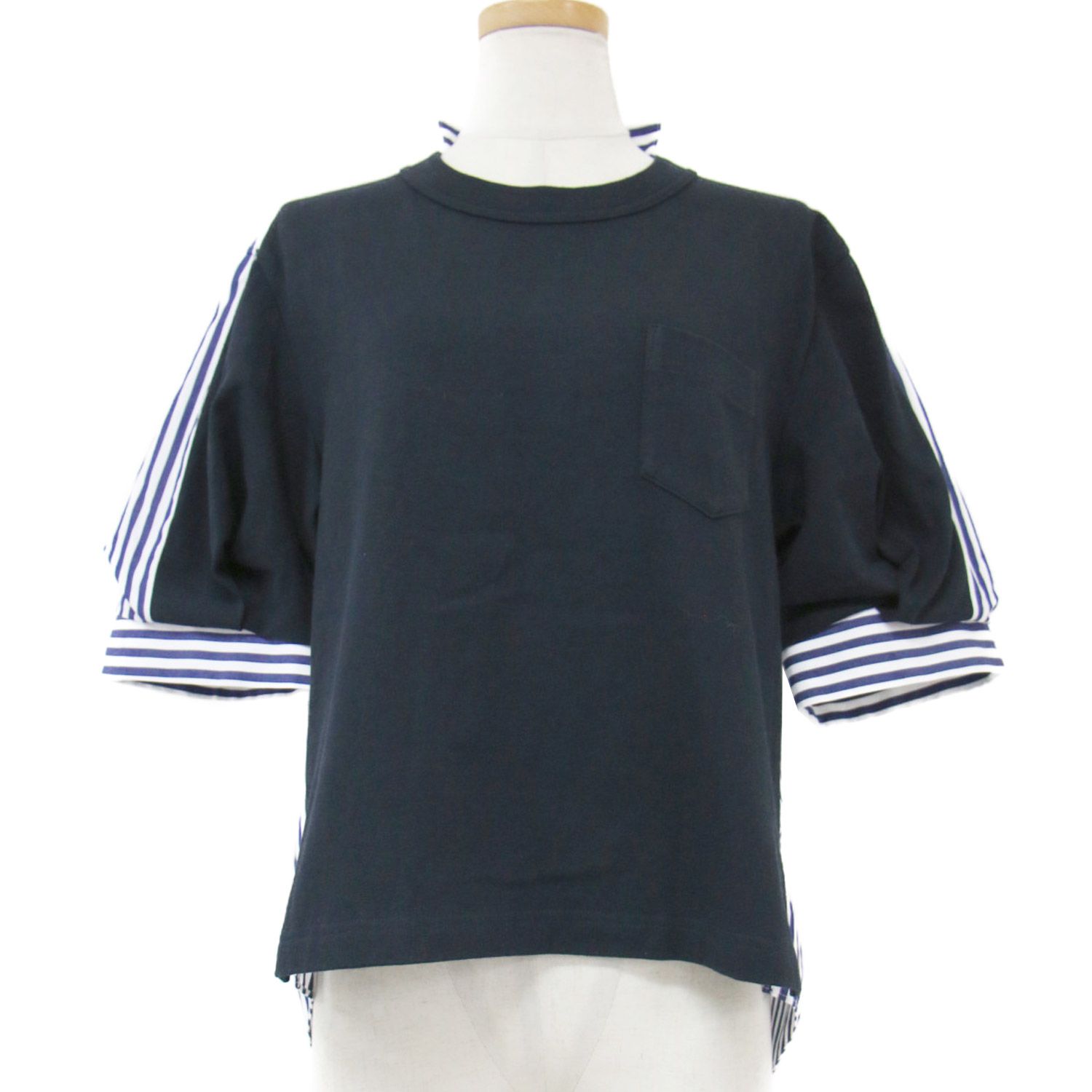 Sacai 23SS サカイ カットソー 切替トップス 半袖シャツ 美品 Sacai サカイ ブラウス プルオーバー トップス カットソー