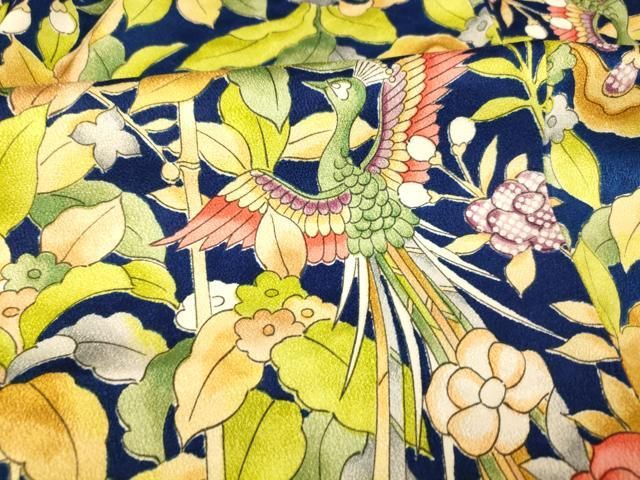 平和屋着物●訪問着　流水孔雀草花文　暈し染め　金彩　正絹　逸品　未使用　CAAZ3598yc 平和屋着物○訪問着 流水孔雀草花文 暈し染め 金彩 正絹 逸品