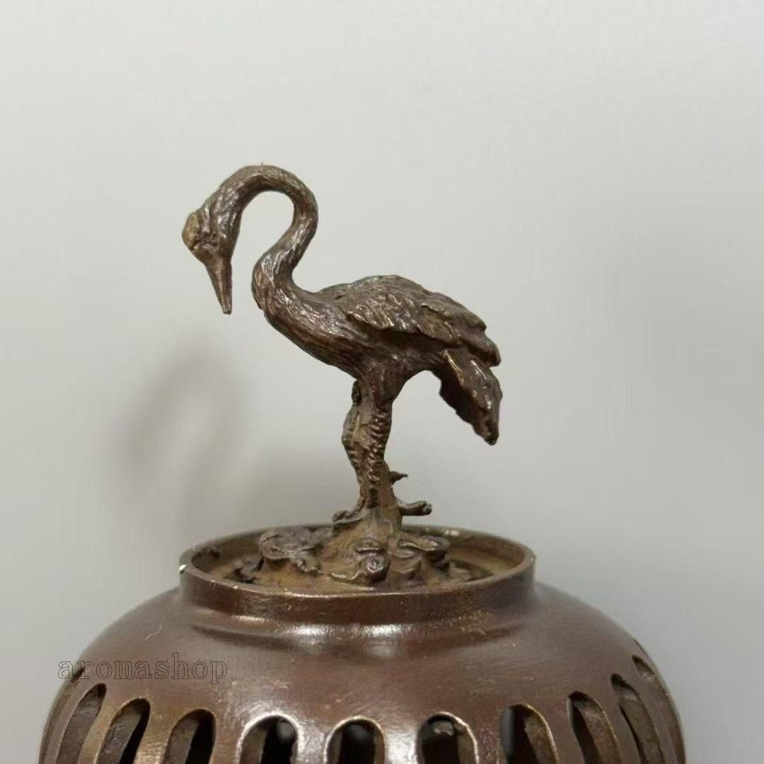 銅製 香炉 仙鶴宮灯香炉 室内檀香香炉 茶室禅意香炉 装飾品 工芸