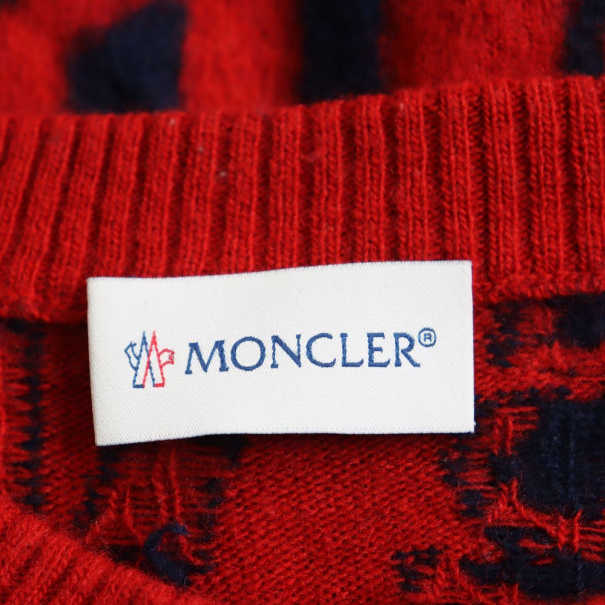 MONCLER モンクレール ロゴ 総柄 クルーネック ニット セーター定価約15万円