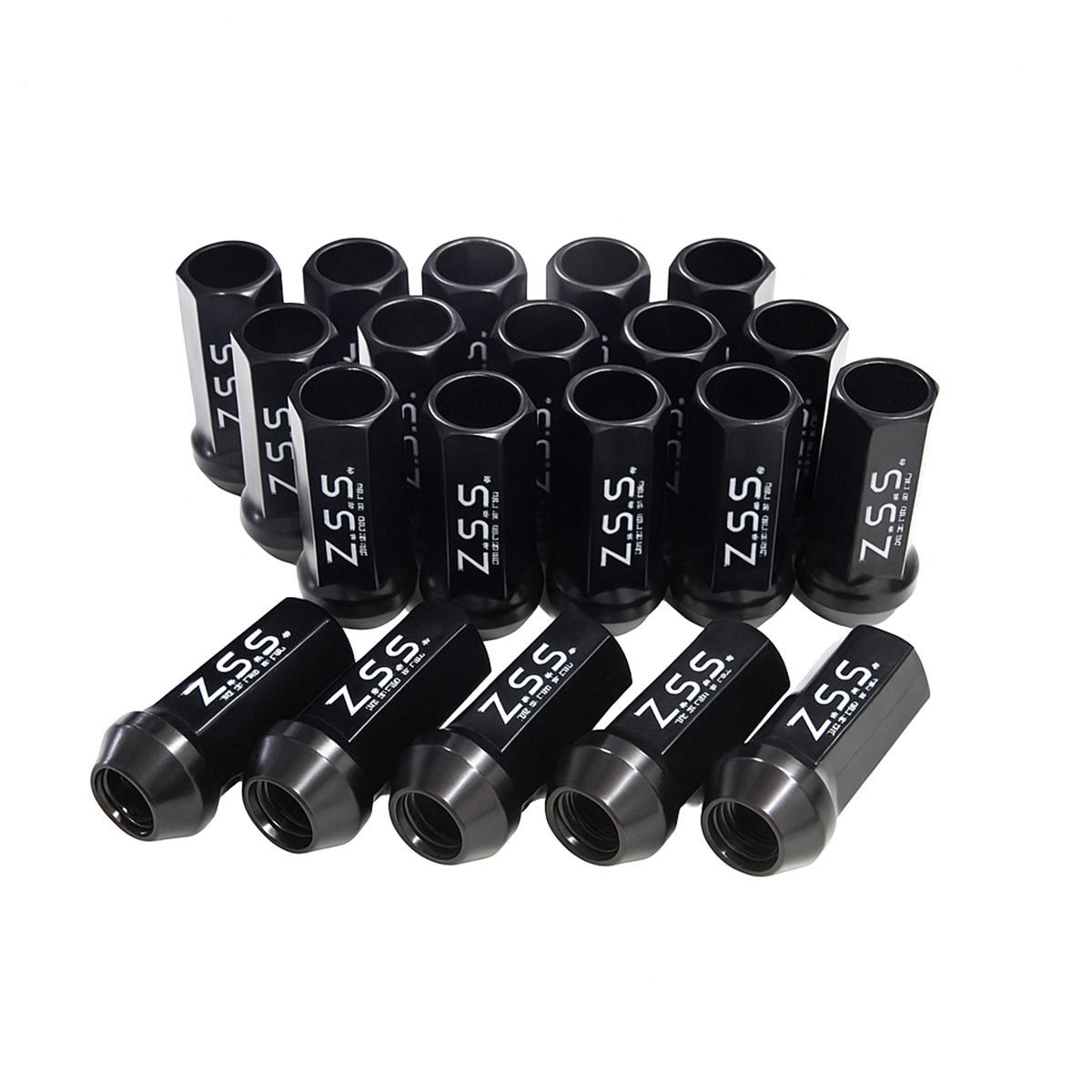 Z.S.S. レーシングナット ホイールナット 貫通ナット M12×P1.5 ブラック 17HEX 20個入 トヨタ マツダ ミツビシ ホンダ