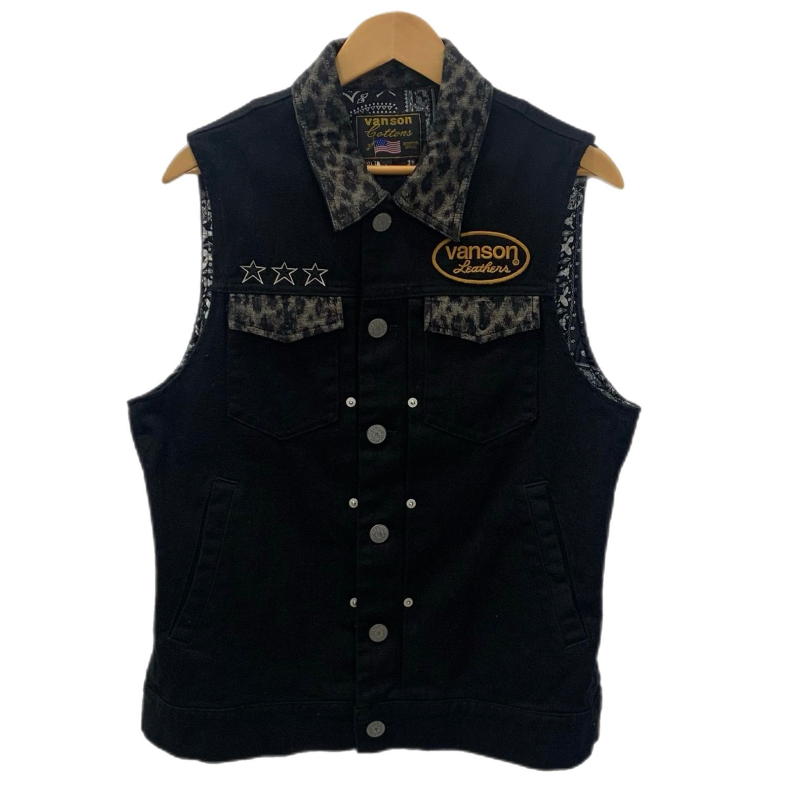 vanson ウォバッシュ 刺繍 ストライプ ベスト ジレ size M nvsv-2501-blk.jpg?fitin=720:720
