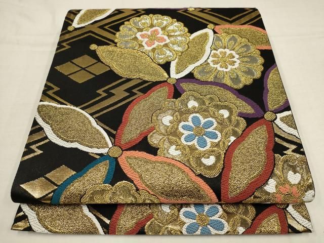 平和屋着物○六通柄袋帯 唐織 唐草松葉文 金銀糸 正絹 逸品