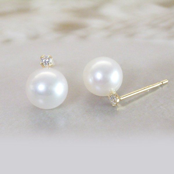 18金 本真珠 あこや アコヤ 天然ダイヤモンド ピアス k18 18金 本真珠 あこや アコヤ 天然ダイヤモンド ピアス k18