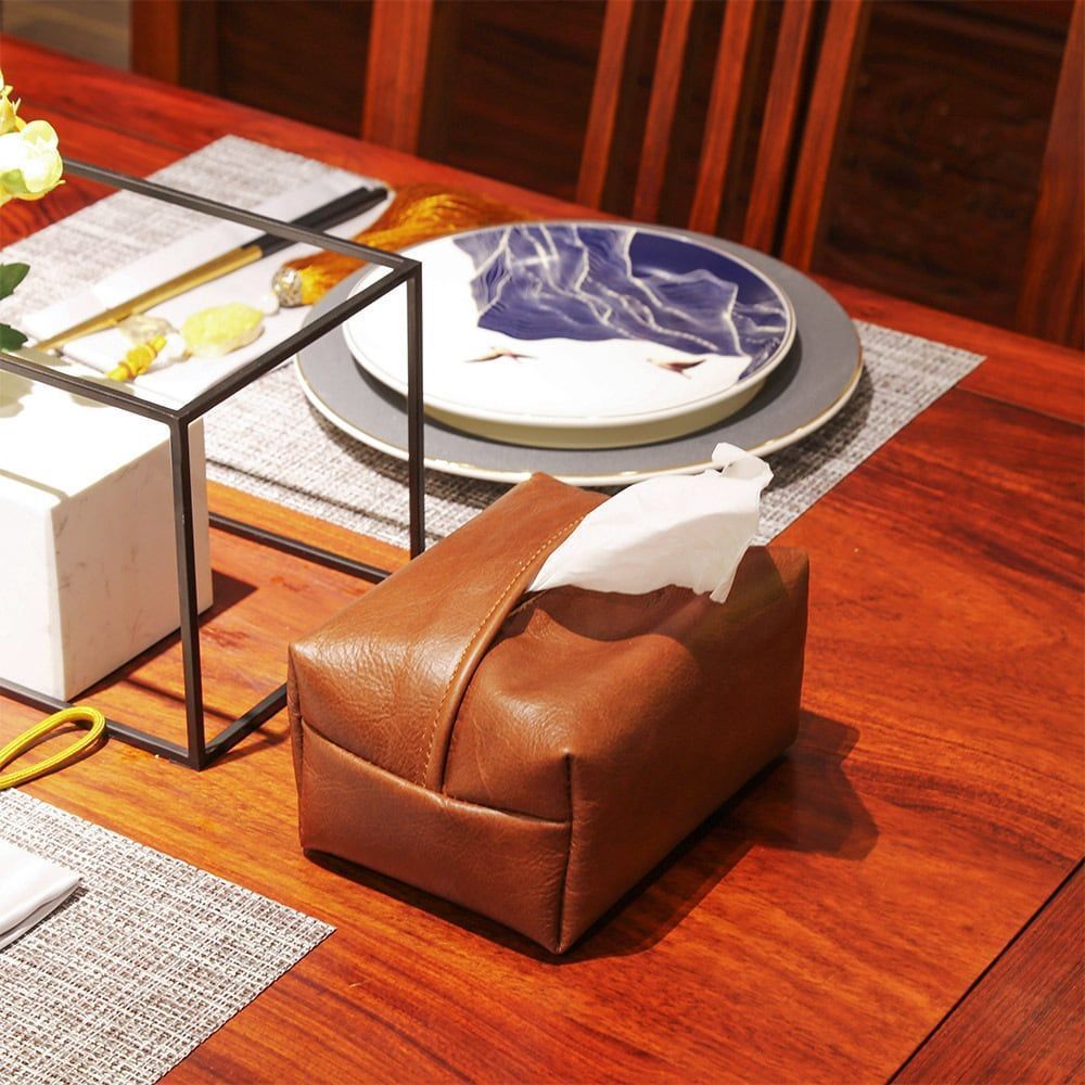 新品未使用ティッシュケース ボックス カバー 牛革 レザー 高級感 おしゃれ 北欧 黒 茶 赤 灰 緑 ブラック ブラウン レッド グレー グリーン