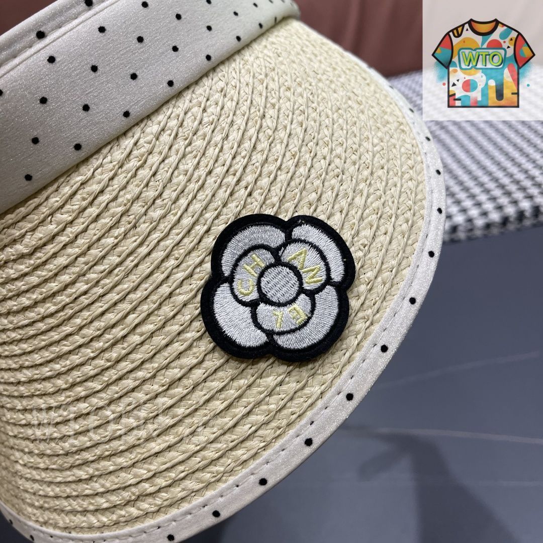 今日特価】CHANEL Polka Dot Straw Visor - メルカリ