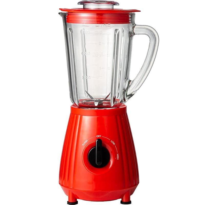 アイリスプラザ(IRIS PLAZA) ミキサー ブレンダー ハイパワー ジューサー 簡単操作 3段階調整 氷対応 4枚刃 スムージー フローズンドリンク 丸洗い 大容量サイズ おしゃれ レッド 滑り止め付き PFJM-600-R 0