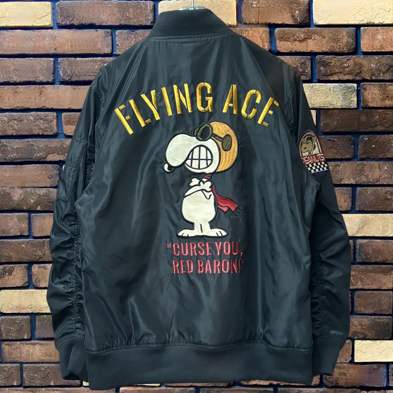 SNOOPY　FLYINGACE　革ジャン　中古品　激レア　限定品 スヌーピー FLYING ACE MA-1 】LOW BLOW KNUCKLE ローブロー