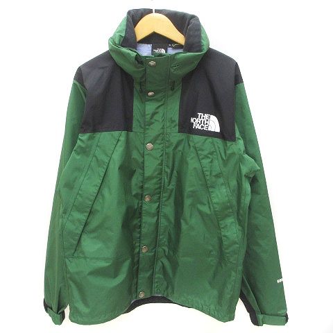 ザノースフェイス マウンテンレインテックスジャケット XL ロゴ 緑 黒 M-