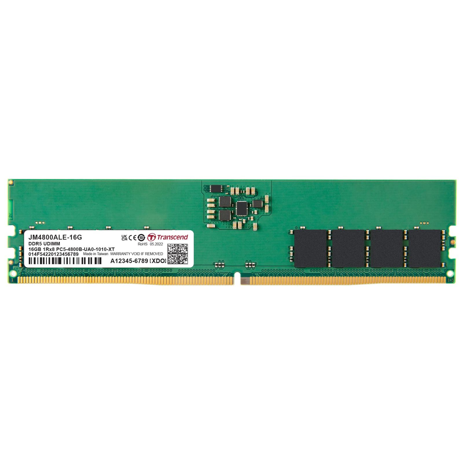 トランセンドジャパン テスクトップPC用メモリ PC5-38400 DDR5 4800 16GB 1.1V 288pin U-DIMM 1Rx8 2Gx8 x8 CL40 無期限 JM4800ALE-16G