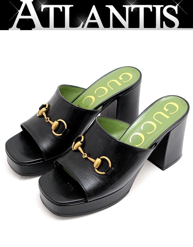 GUCCI ミュール 黒 37.5 24.5相当　グッチ サンダル ホースビット GUCCI ミュール 黒 37.5 24.5相当 グッチ サンダル ホースビット