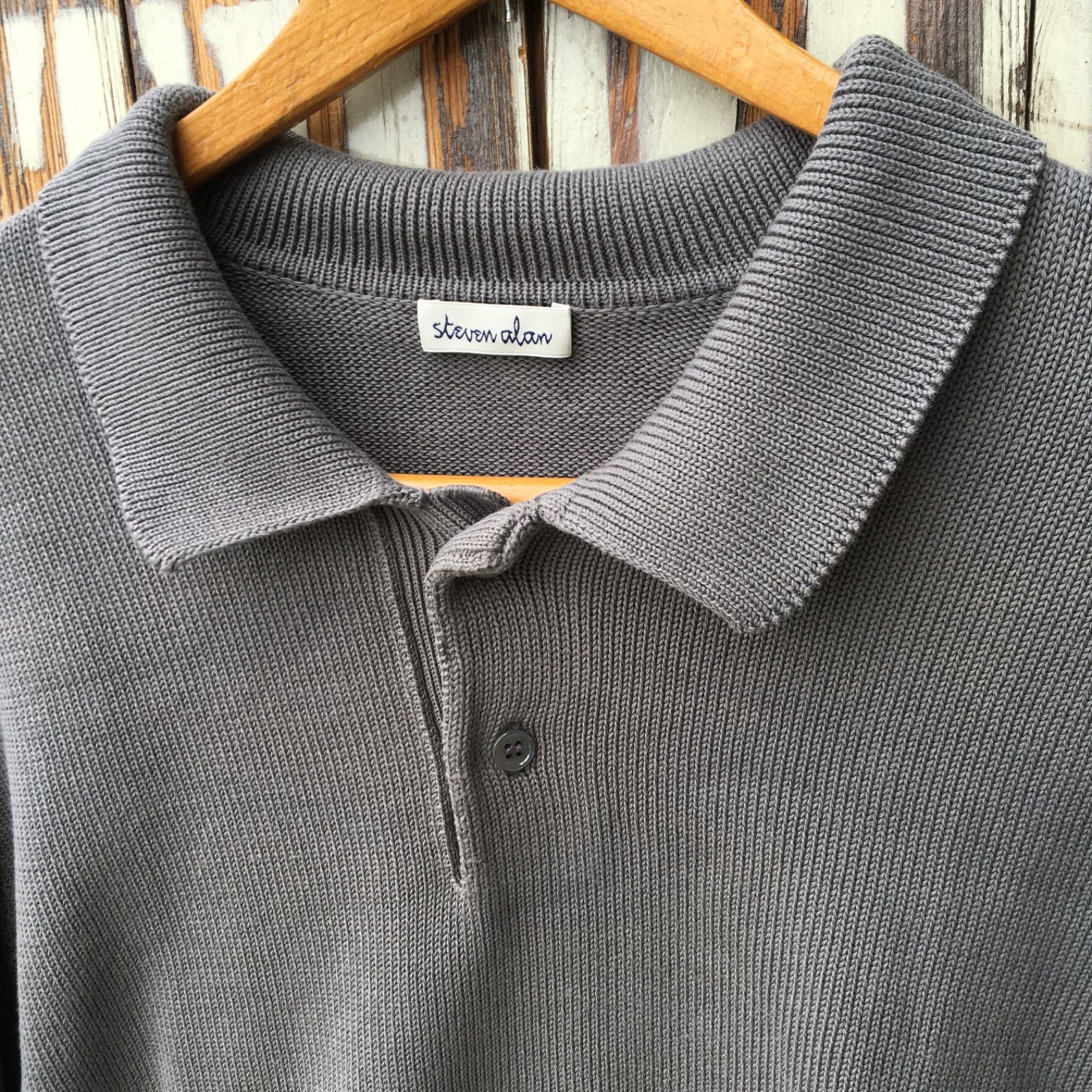 Steven Alan スティーブンアラン 4/101 GASS LONG SLEEVE POLOSHIRT 長袖ニットポロシャツ S