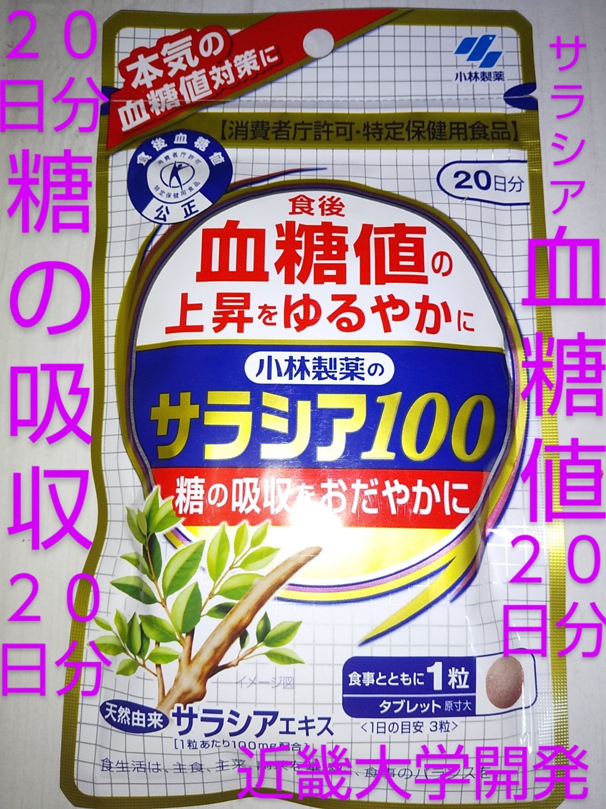 サラシア100 20日分 大量購入大歓迎♪ 20日分 小林製薬 高血糖 
