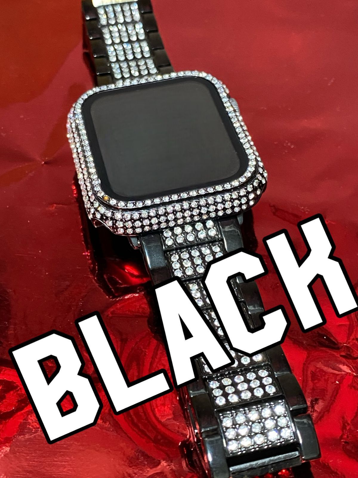 ブラック　アップルウォッチ ステンレスベルト キラキラ　 カバー ケース メンズ レディース 38mm 40mm 41mm 42mm 44mm 45mm46mm49mm Apple Watch
