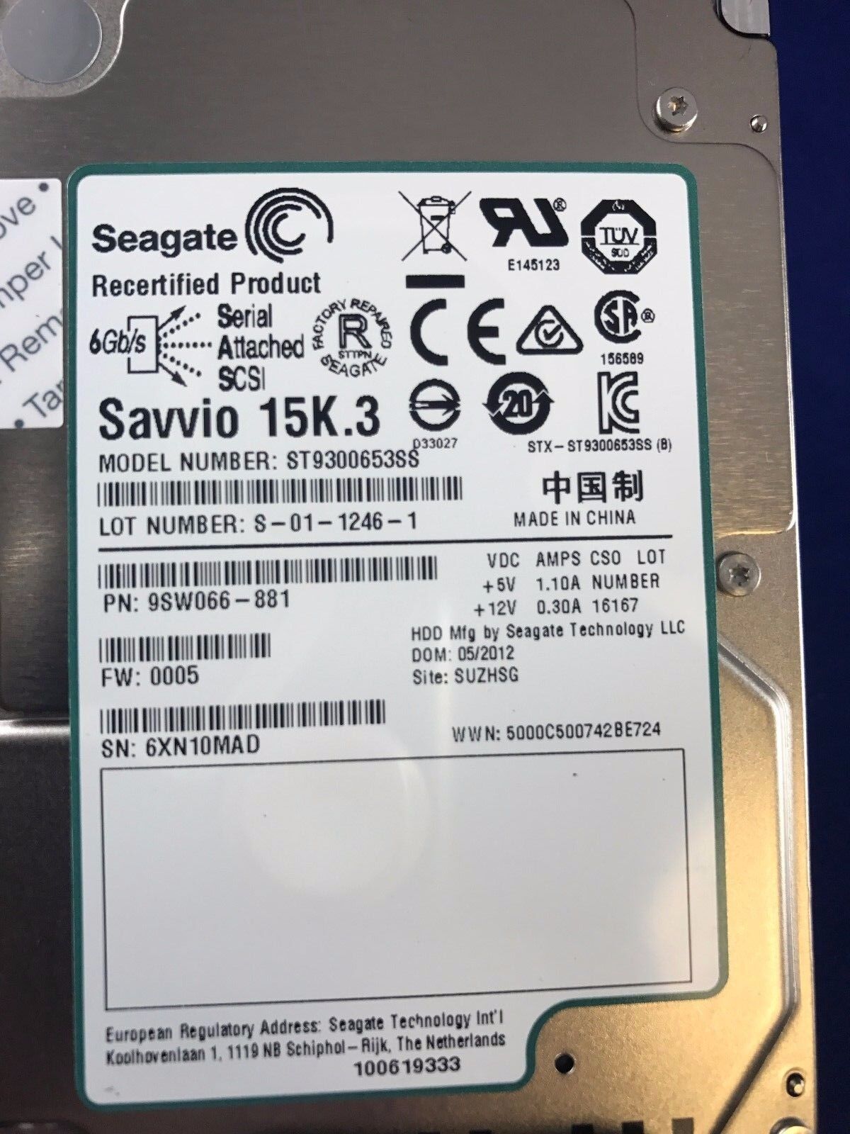 Seagate 300GB 2.5 ハードドライブ ST9300653SS 9SW066-881 15K DP 6G SAS