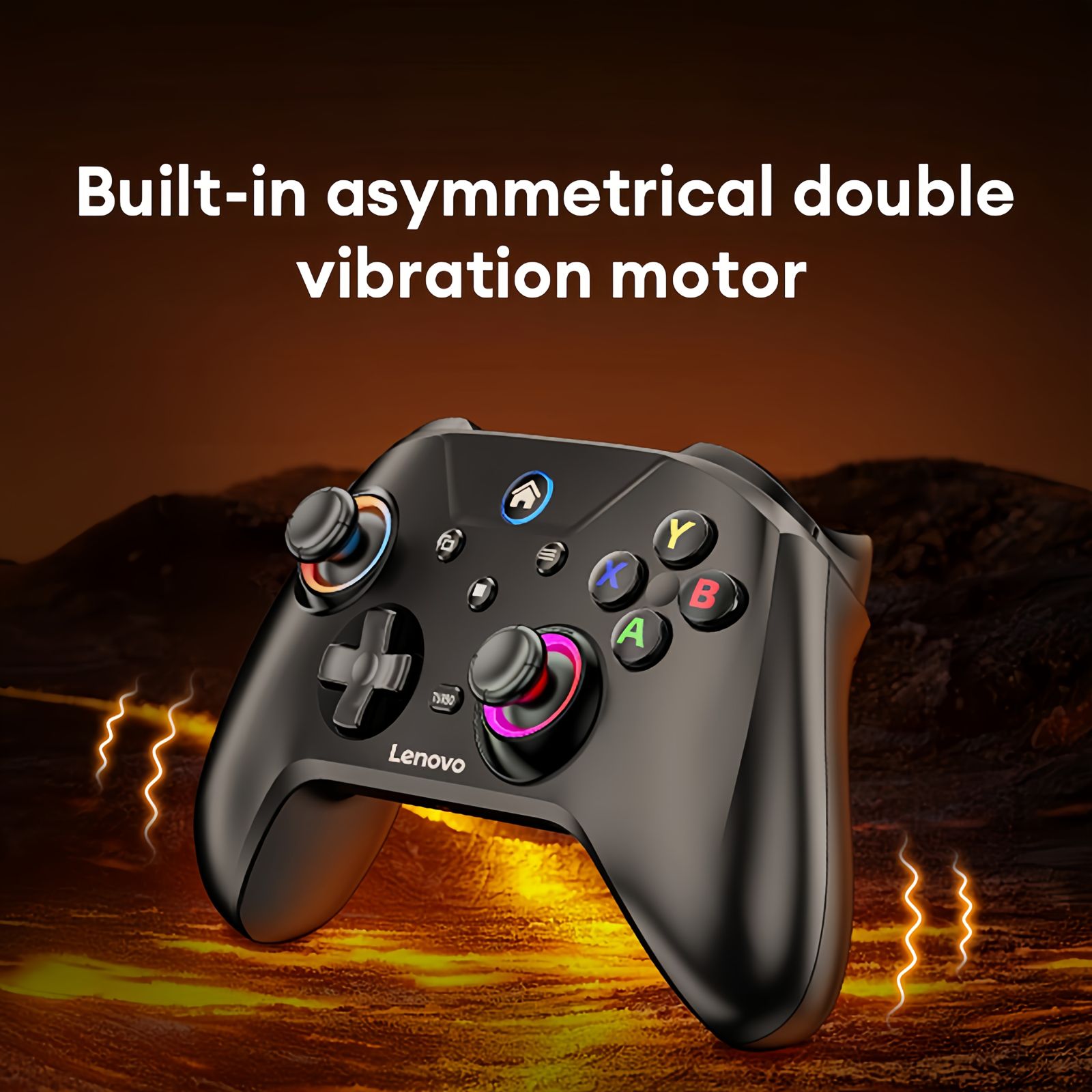 Lenovo S02 ワイヤレスゲームコントローラー - ハイプレシジョンロッカー、両面ホール線形トリガー、カジュアルなゲームプレイヤー