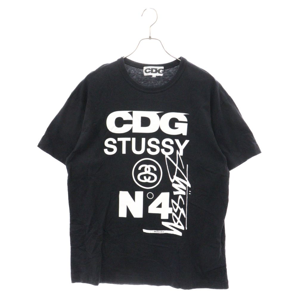 STUSSY (ステューシー) ×COMME des GARCONS CDG TEE コムデギャルソン フロントロゴプリント クルーネック半袖Tシャツ  SH-T002 ブラック - メルカリ