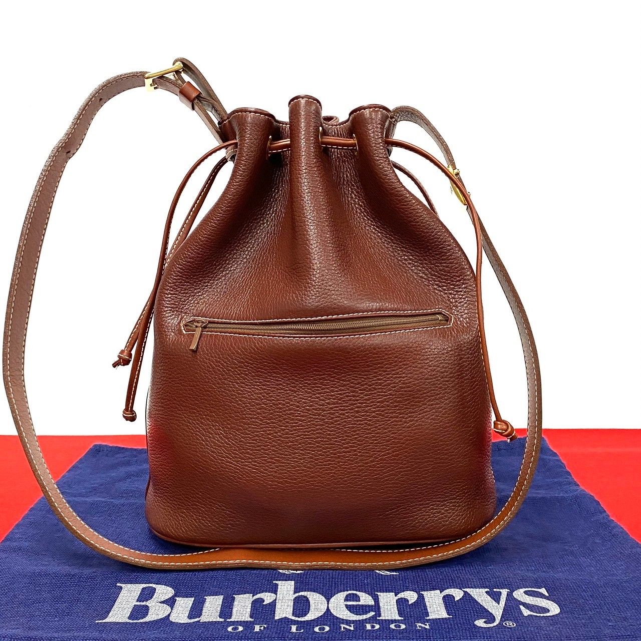 極 美品 BURBERRY バーバリーズ ノバチェック ロゴ 金具 レザー 本革 ワン ショルダーバッグ 巾着バッグ トートバッグ ブラウン  29816 - メルカリ