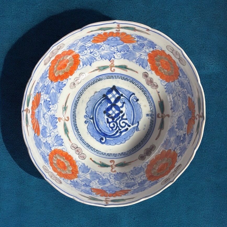 古伊万里色絵二重高台大鉢 古伊万里色絵二重高台大鉢 【