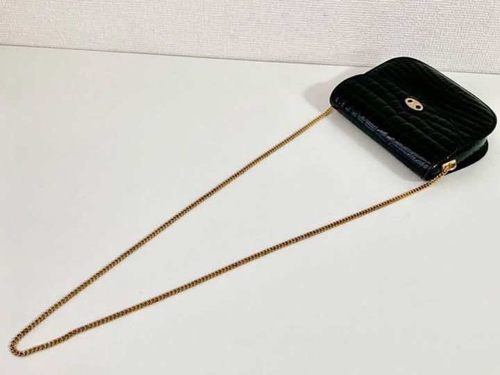 CELINE セリーヌ　リアルクロコ　ブラゾン金具チェーン　ショルダーバッグ CELINE セリーヌ リアルクロコ ブラゾン金具 チェーン ショルダー