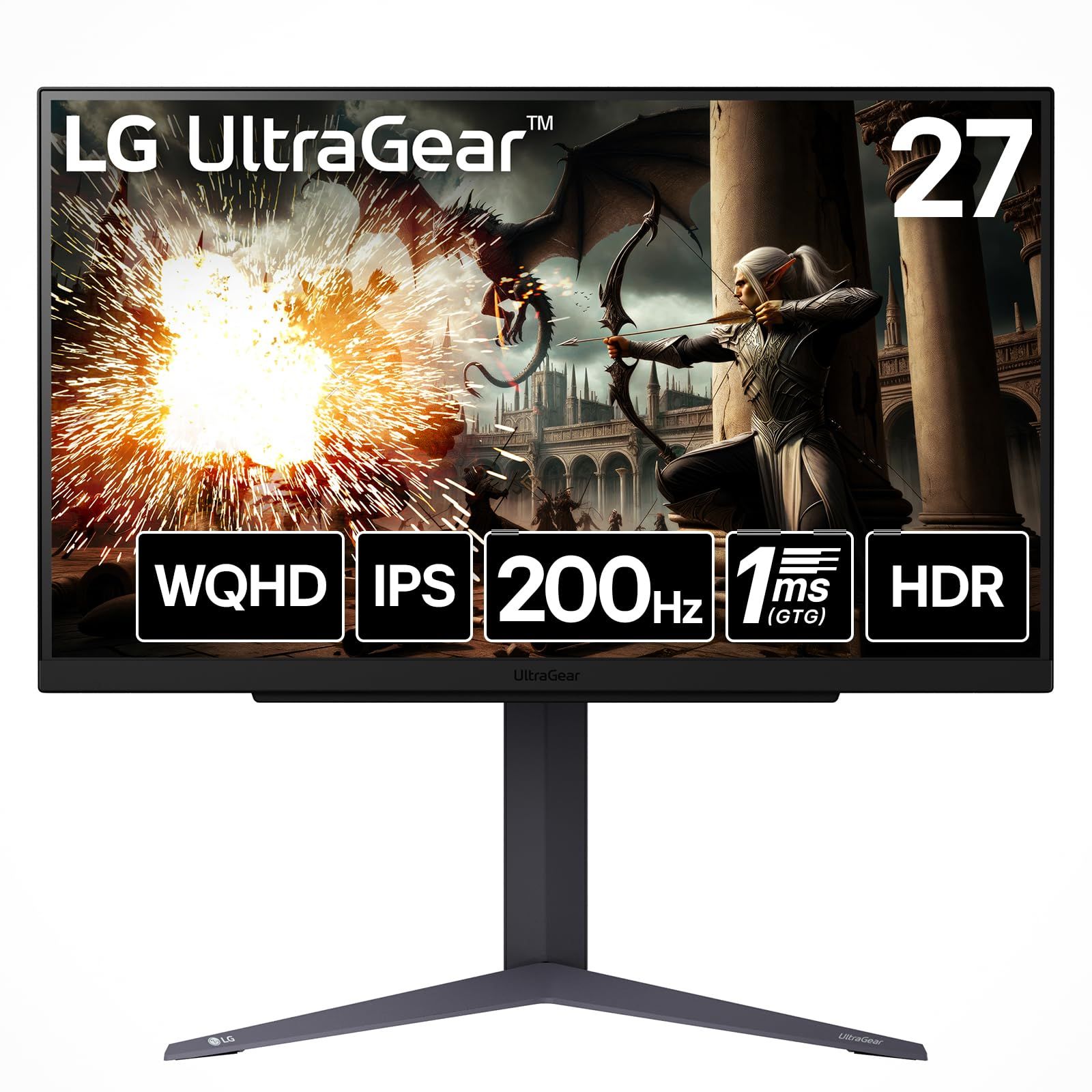 LG ゲーミングモニター LG UltraGear 27GS75Q-B 27.0インチ|WQHD 2560×1440 |アンチグ |180Hz オーバークロック時 200H 27GS75Q-B 27|QHD|IPS|1ms|180Hz|高さ|ピボット