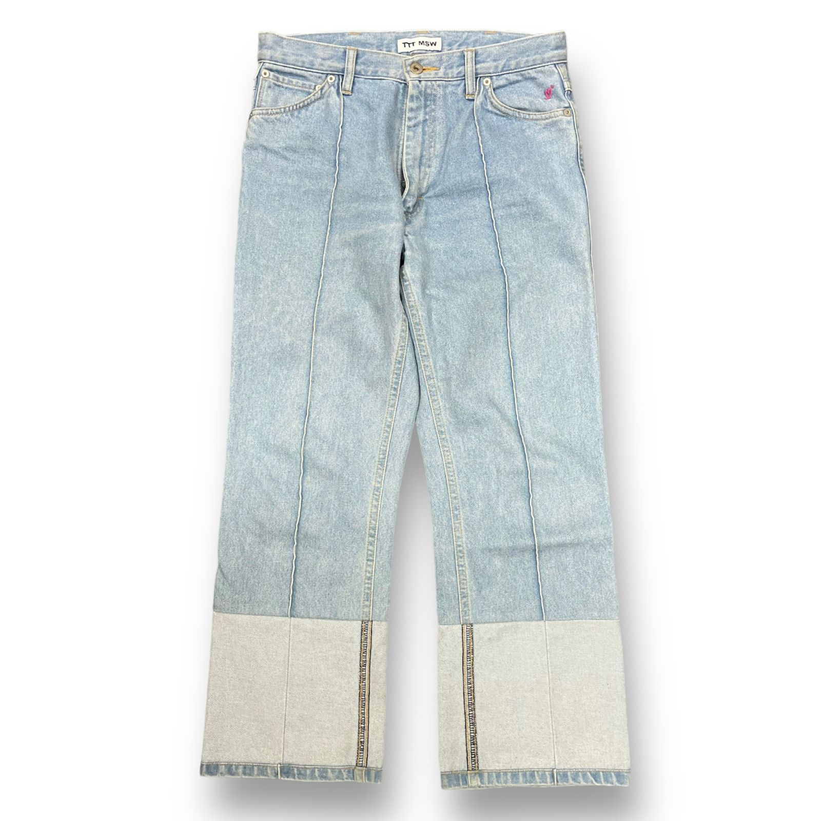 TTT_MSW 21SS Ice wash denim 刺繍 ピンタック デニム パンツ ジーンズ 