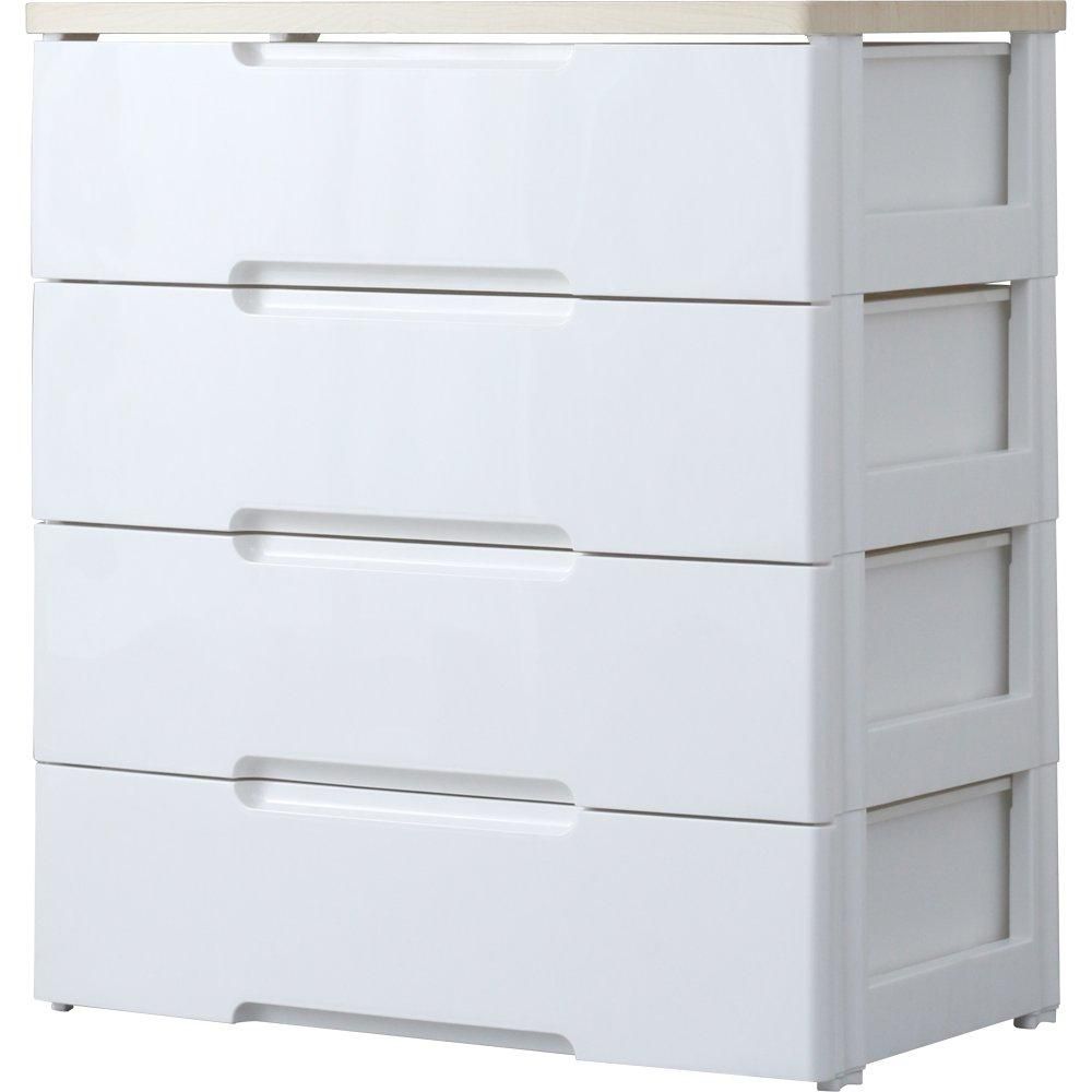 5営業日で発送 IRISOHYAMA アイリスオーヤマ アイリスオーヤマ チェスト ラクラク引出し 木天板 4段 日本製 幅73×奥行41.5×高さ81cm ホワイト ナチュラル 白