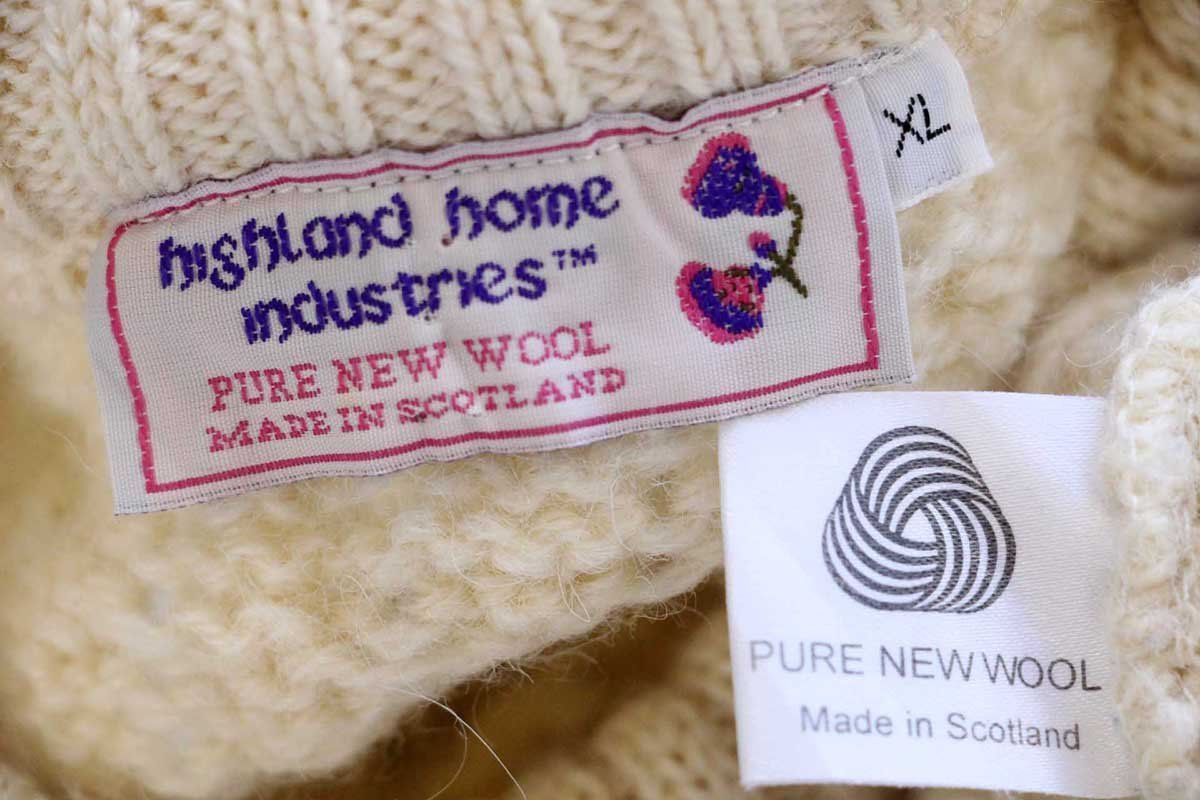 スコットランド製 highland home ケーブル編み ウールニット セーター