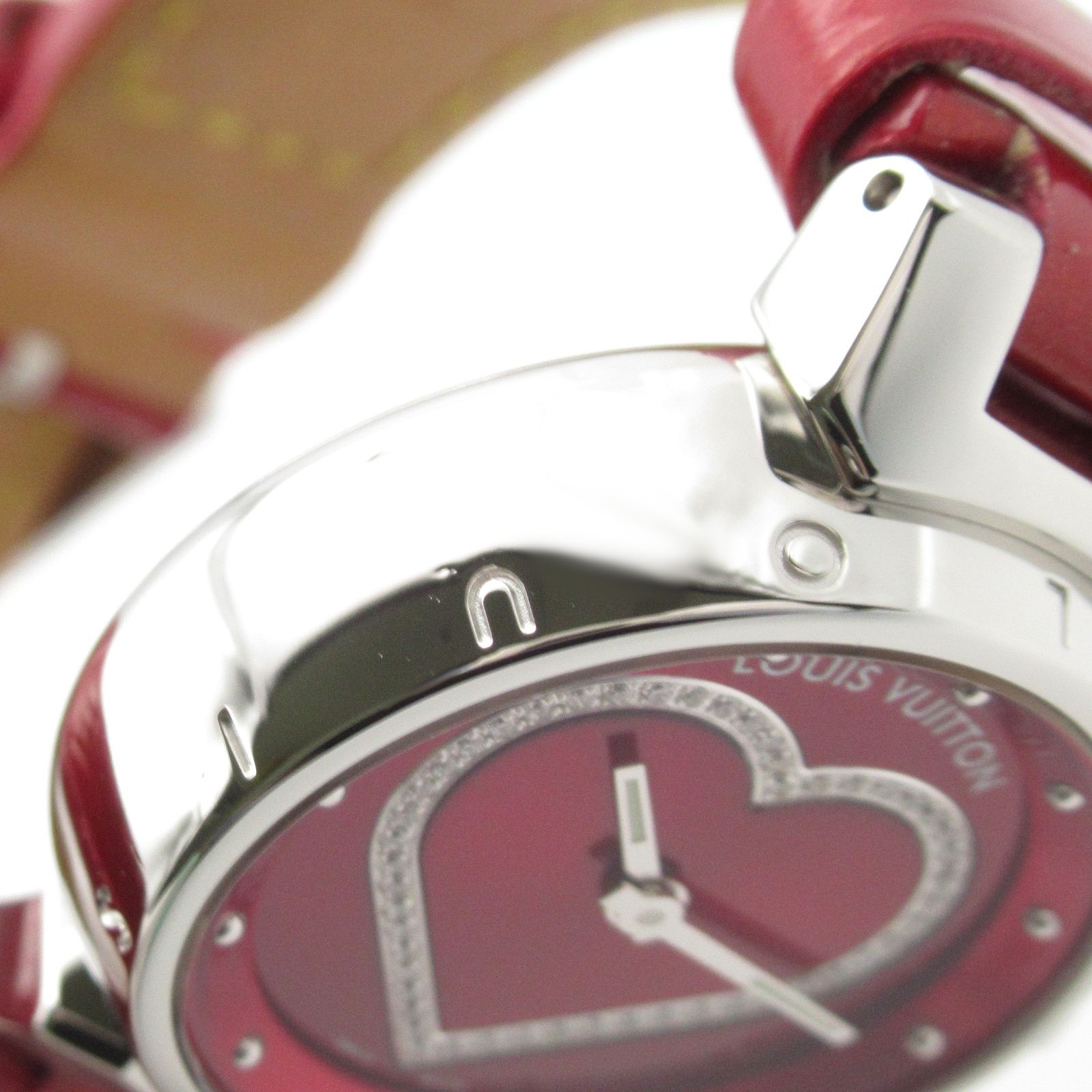 ルイ・ヴィトン LOUIS VUITTON 腕時計 タンブール ハート Q121Z レッド  