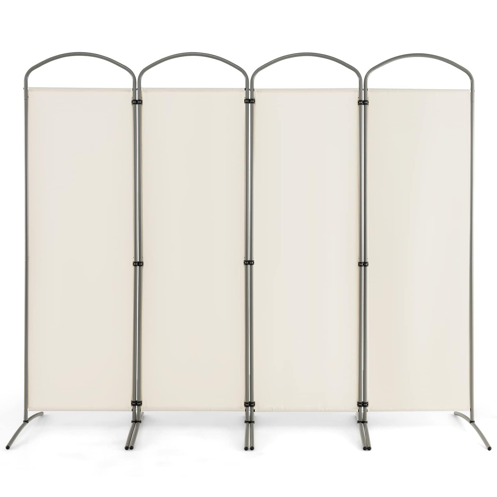 迅速発送 COSTWAY 間仕切り パーテーション 4連 幅221cm 高さ188cm 折りたたみ 布タイプ パーティション 衝立 目隠し 部屋仕切り スクリーン 屏風 キャスター無し オフィス クリニック レストラン ホテル ベージュ