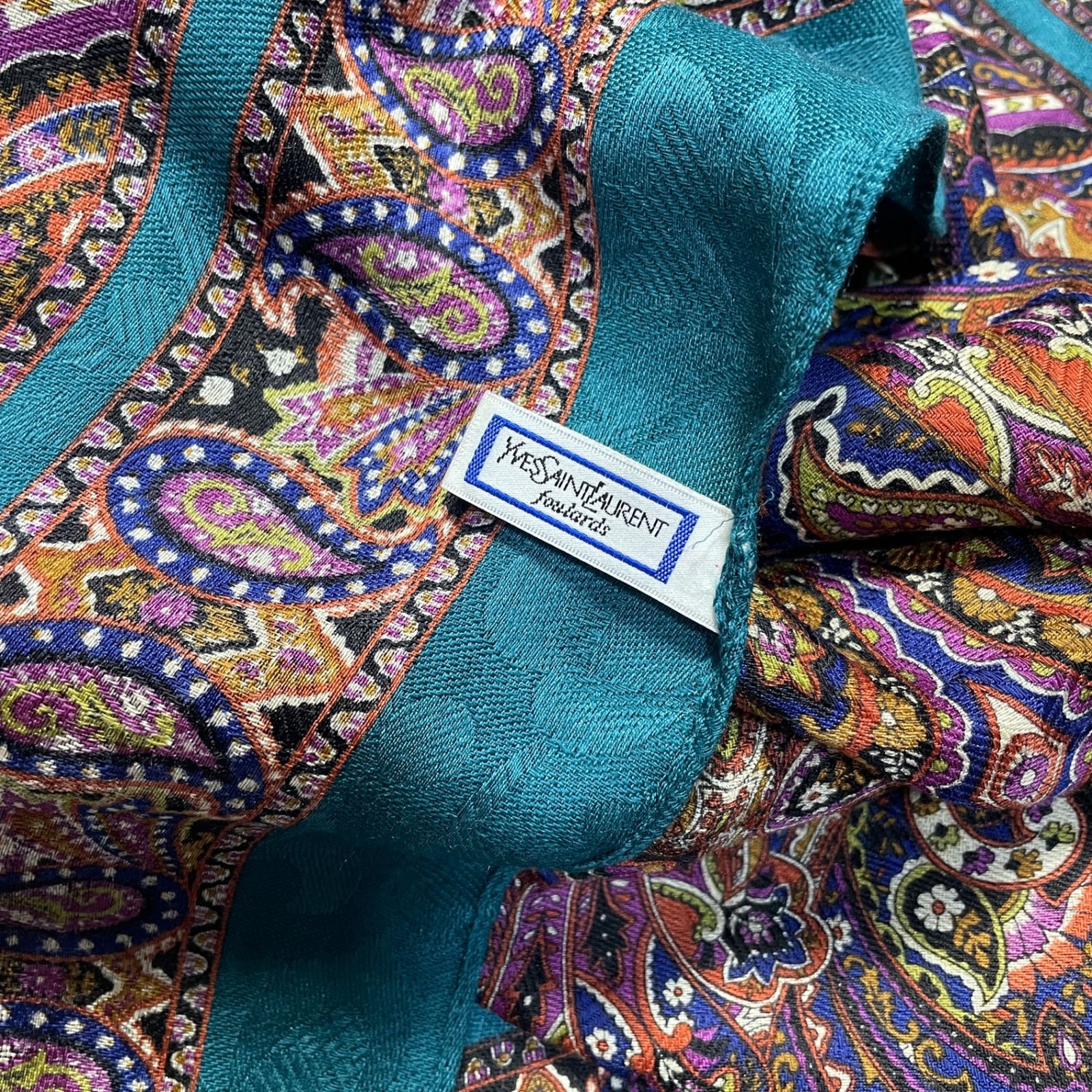 2508-212｜美品｜イヴサンローラン スカーフ グリーン タグあり 美品！イヴ・サンローラン スカーフ 2508-212｜美品｜イヴサンローラン