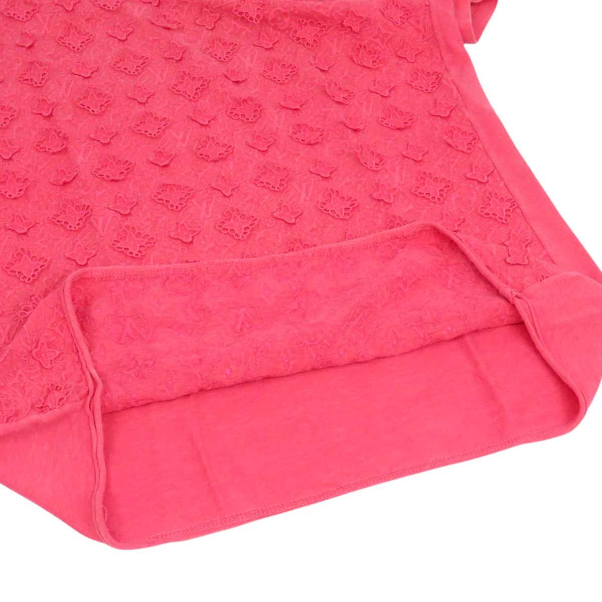 ルイヴィトン モノグラム レース リネン Tシャツ レディース ピンク LOUIS VUITTON 中古 【アパレル・小物】 ルイヴィトン モノグラム レース リネン Tシャツ レディース