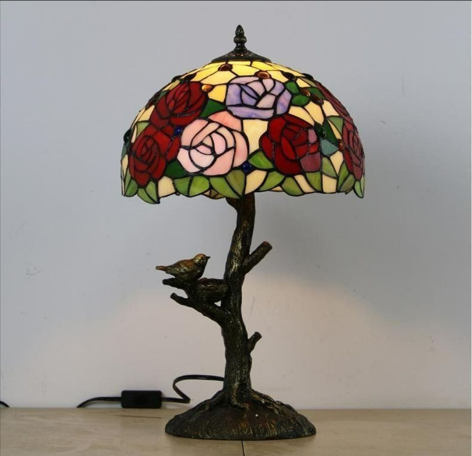 芸術品◆ステンドランプ 花柄