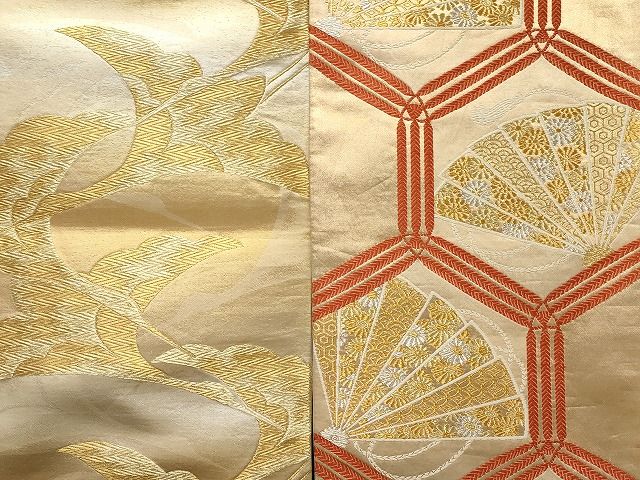 【袋帯】未使用品/本金箔煌めく＊西陣織＊鳳凰と鶴の吉祥文/花尽くし/424cm 平和屋本店□袋帯 西陣 まとめて100点 鳳凰 鶴 人物 蝶 風景 花