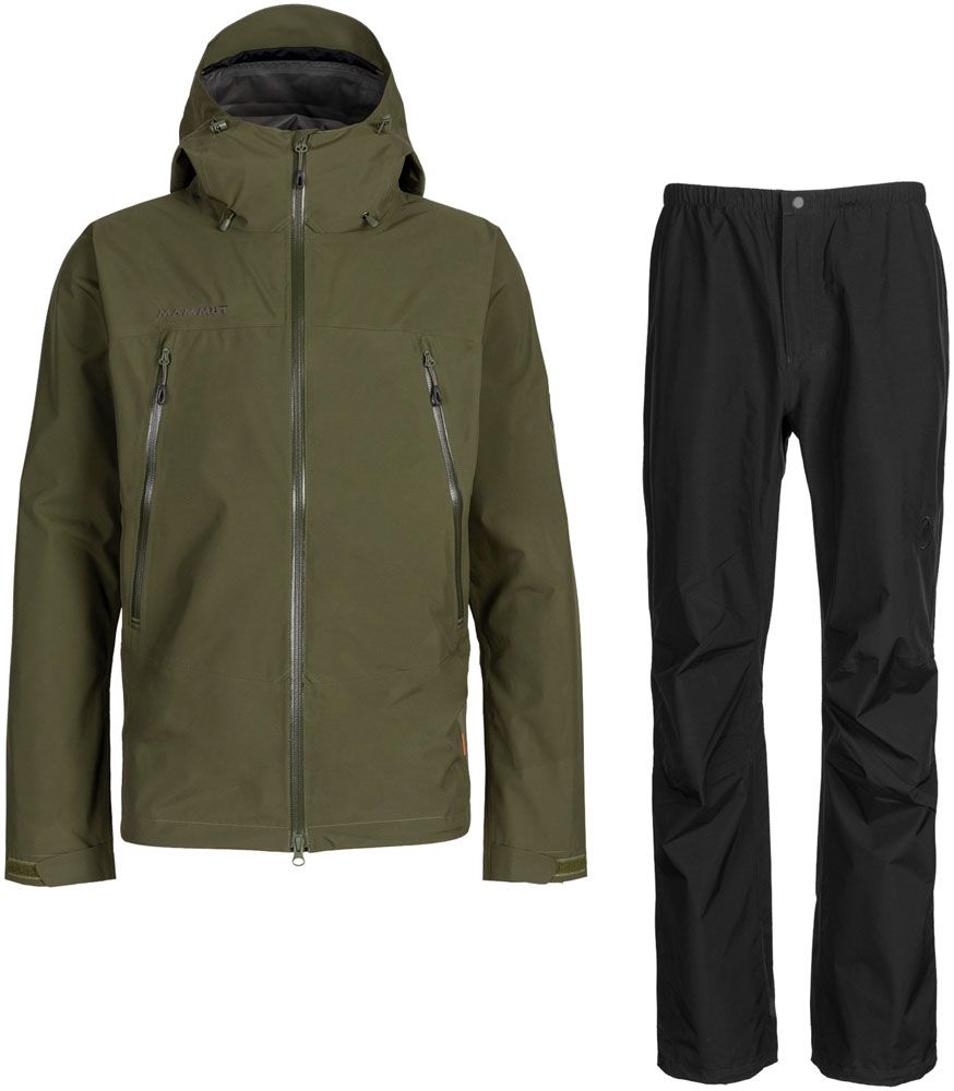 マムート MAMMUT アウトドア クライメイト レイン スーツ AF メンズ CLIMATE RainーSuit AF Men レインウエア ハードシェル 登山 クライミング 軽量 防水 雨天 101026551 4601 IGUANA-BLACK